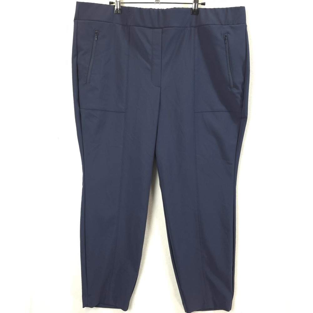 Lane Bryant Pull On Pants Zip Pockets Navy Blue Womens 22 Professional Career